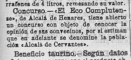 Breve en el diario "El Guadalete, periódico político y literario" del 10 de enero de 1904, en el que se anuncia la proposición de "El Eco Complutense"