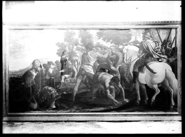 Lapidación de San Esteban, Angelo Nardi (1619-1620) Fotografía del archivo Ruiz-Vernacci, IPCE. Fue tomada en la Guerra Civil, antes del traslado de las obras a Madrid para su protección.